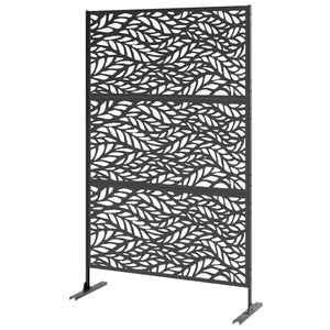 Metal Outdoor Privacy Screen, Freestanding Outdoor Divider with Stand, 78" x 48", Black
