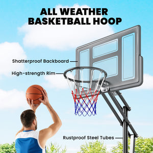 Soozier Basketball Hoop, 7.7 FT to 10 FT Adjustable, Portable Basketball Goal with 43'' Shatterproof Backboard,Fillable Base