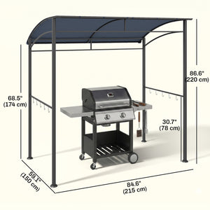 7' x 5' BBQ Grill Gazebo Tent, Garden Grill Canopy with Steel Frame and Hooks, Outdoor Sun Shade, Grey – view 2