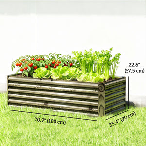 6' x 3' x 2' Raised Garden Bed, Galvanized Planter Box for Growing Flowers, Herbs and Vegetables, Brown – view 30