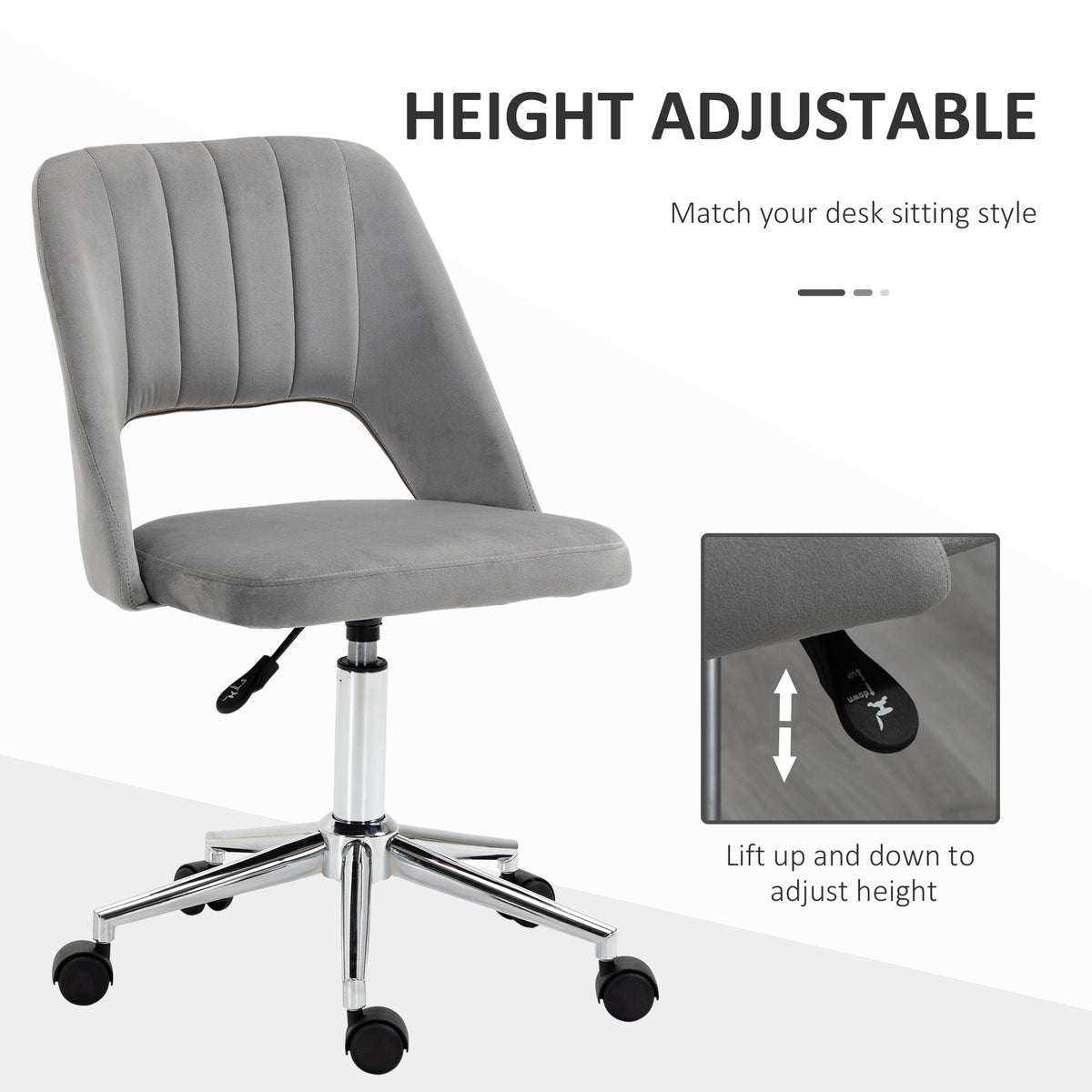 Mid Back Office Chair Velvet Fabric Swivel Scallop Shape Computer Desk Chair, Green – view 45