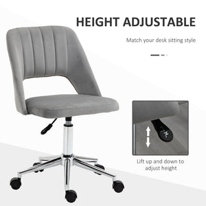 Mid Back Office Chair Velvet Fabric Swivel Scallop Shape Computer Desk Chair, Green – view 45