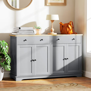 Modern Sideboard, Buffet Cabinet with Storage Drawers, Adjustable Shelves for Living Room, Dining Room, Entryway, Grey