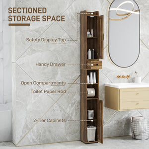 Narrow Bathroom Cabinet, Tall Bathroom Storage Cabinet with Barn Doors, Drawer and Adjustable Shelves – view 3