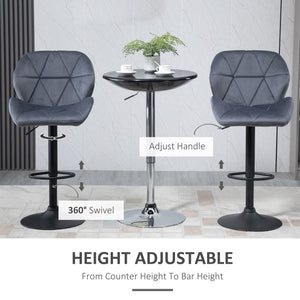 Bar Stool Set of 2 Fabric Adjustable Height Armless Upholstered Counter Chairs with Swivel Seat, Black – view 11