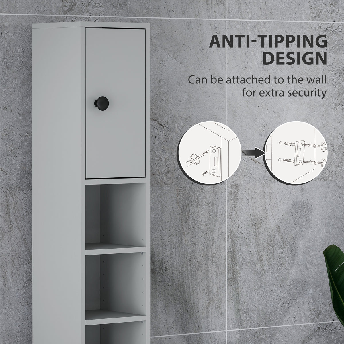 71" Tall Bathroom Cabinet, Narrow Toilet Paper Cabinet with Open Shelves, 2 Door Cabinets, Adjustable Shelves, Black