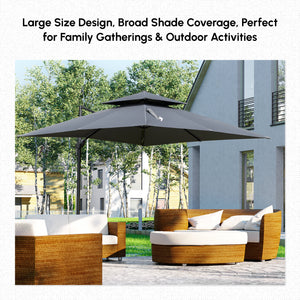 10' x 10' Cantilever Patio Umbrella, Double Top Square Offset Umbrella with 360° Rotation – view 14