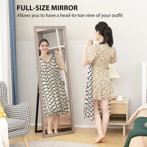 64" x 21" Rectangular Full Length Mirror with Frame, Free Standing, Wall Mounted or Leaning, Gunmetal Silver