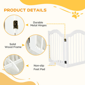 24"H Foldable Dog Gate, 3 Panels Freestanding Pet Gate Barriers Indoor with Support Feet – view 7