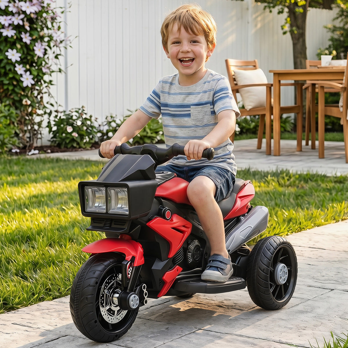 Aosom Kids Electric Pedal Motorcycle Ride-On Toy 6V Battery Powered w/ Music Horn Headlights Motorbike for Girls Boy