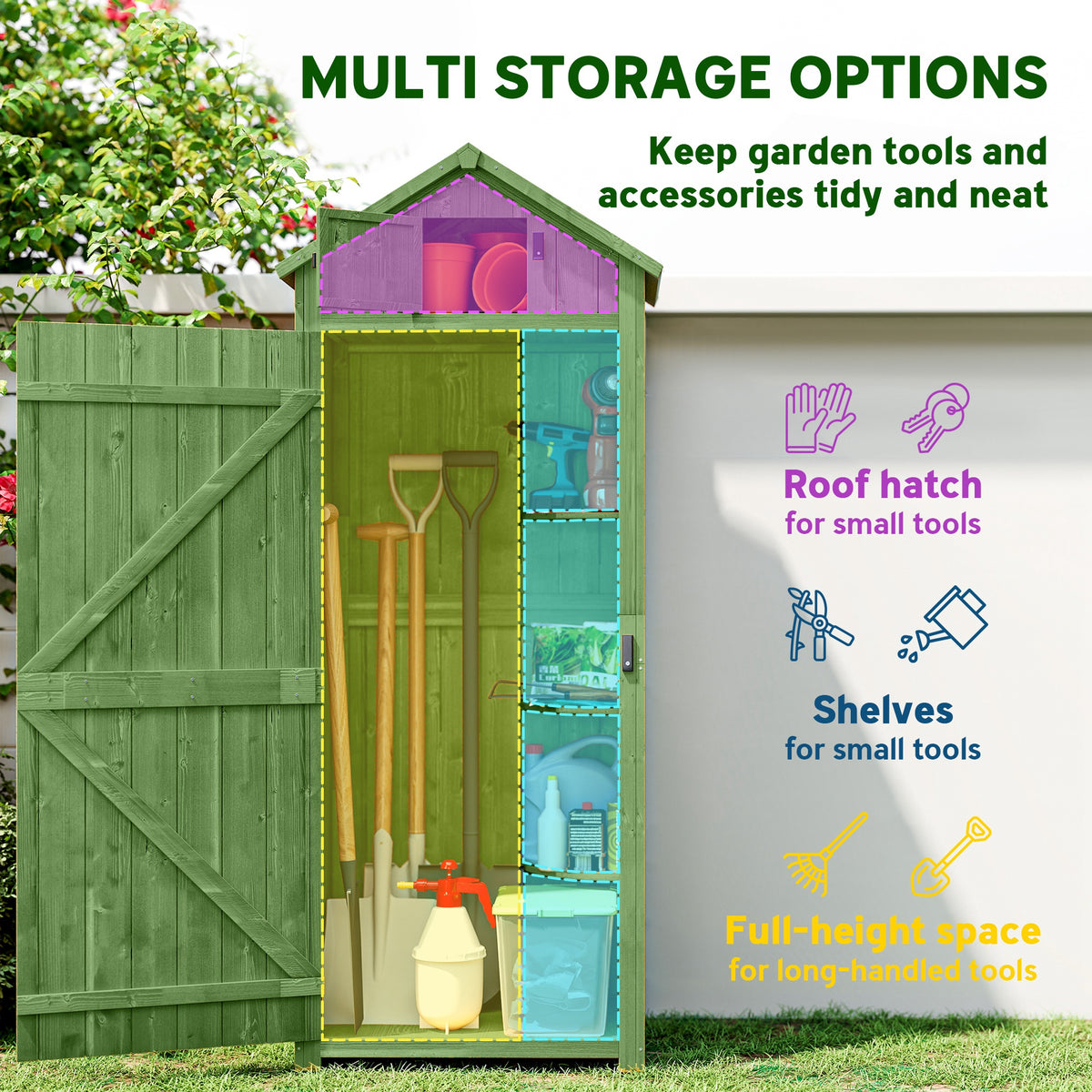 30" x 21" x 71" Garden Storage Shed, Sheds & Outdoor Storage Outdoor Workshop Yard Tool Utility Storage – view 24
