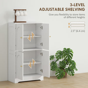 43" Kitchen Pantry Cabinet, Freestanding Modern Storage Cabinet with 4 Arched Doors and 2 Adjustable Shelves, White
