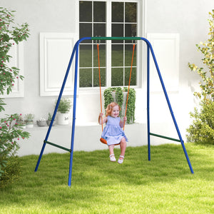 Kid Swing Set with Safety Harness for Baby, Kids 6 Months+, Heavy Duty Swing Set for Indoor/Outdoor, Backyard, Orange