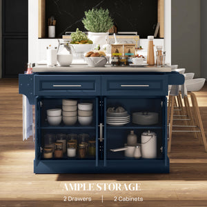 Stainless Steel Kitchen Island with Storage and Stainless Steel Top, Kitchen Trolley with Drawers – view 31