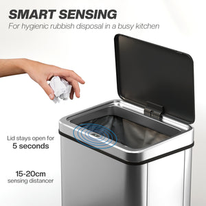 10.6 Gal (40 L) Automatic Garbage Can w/ Soft-Close Lid, Touchless Trash Can with Fingerprint Resistant Stainless Steel