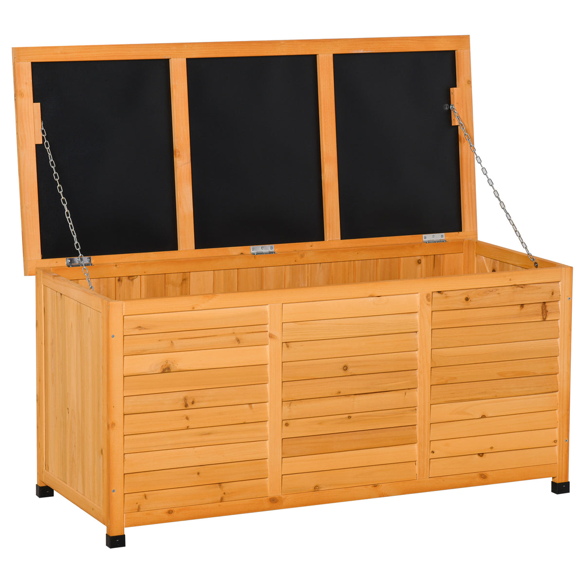 75 Gallon Wooden Storage Box patio Deck Box Bench, Garden Backyard Outdoor Storage Container with Aerating – view 15