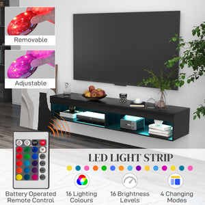 Modern Wall Mounted TV Stand with Storage and LED Lights for TVs up to 75" – view 4