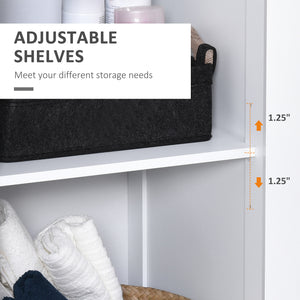 Tall Bathroom Storage Cabinet, Freestanding Tower Cabinet with Adjustable Shelf, 3 Open Shelves, White