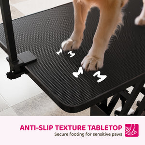 43" L Hydraulic Dog Grooming Table, Z-Lift Height Adjustable Pet Grooming Table with Noose and Non-Slip Tabletop