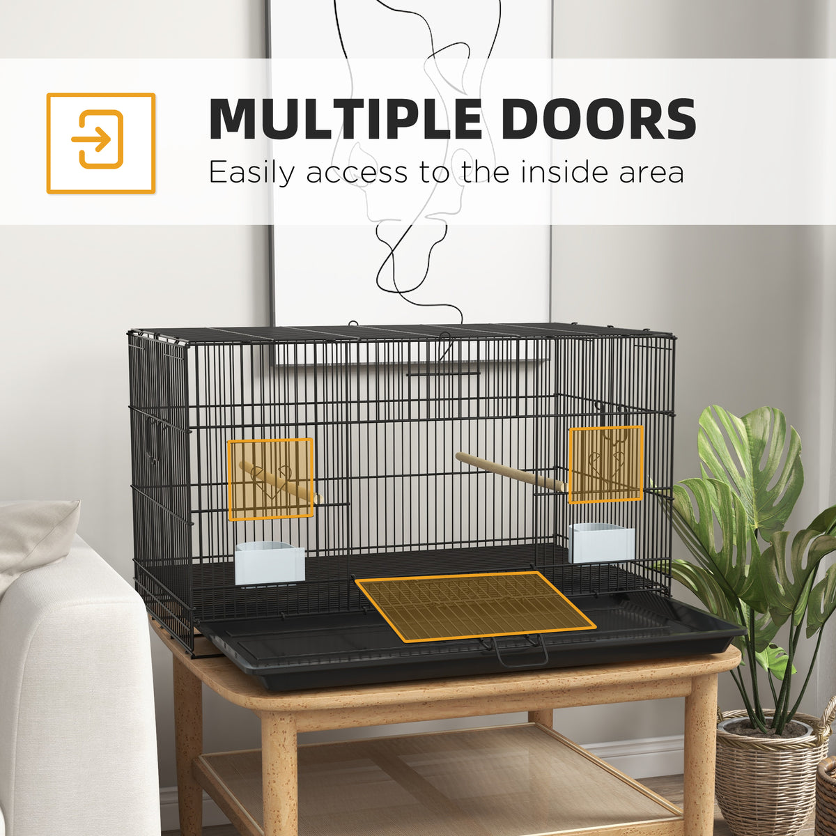 Birdcage for Canaries, Lovebirds Finches, Budgie Cage with Removable Tray, Bottom Mesh Panel – view 5