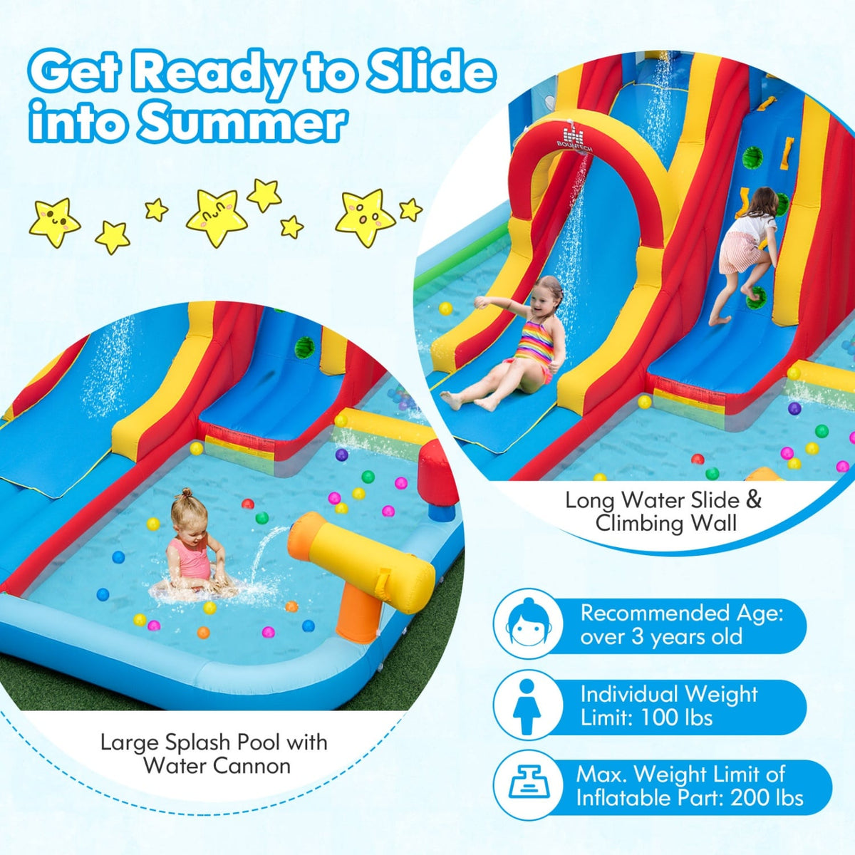 Ultimate Backyard Summer Oasis Set: 6-Pc Patio Rattan Furniture, Inflatable Water Slide Park with 680W Blower view 5