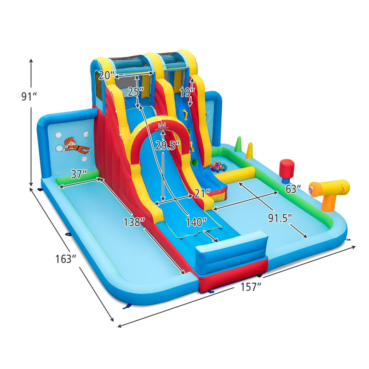 Ultimate Backyard Summer Oasis Set: 6-Pc Patio Rattan Furniture, Inflatable Water Slide Park with 680W Blower view 4