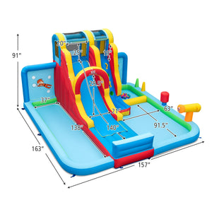 Ultimate Backyard Summer Oasis Set: 6-Pc Patio Rattan Furniture, Inflatable Water Slide Park with 680W Blower view 4