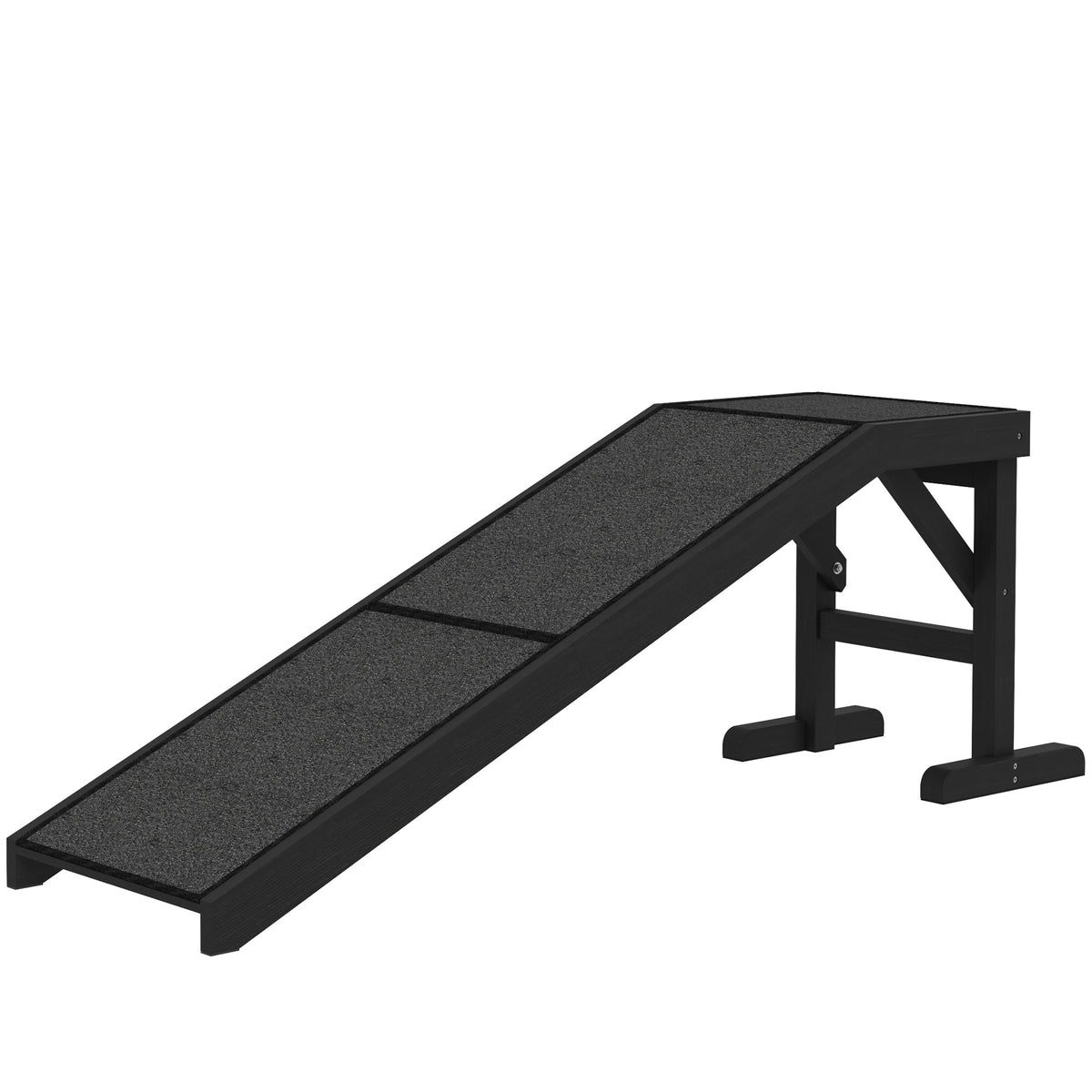 Pet Ramp Bed Steps for Dogs Cats Non-slip Carpet Top Platform Pine Wood 74"L x 16"W x 25"H Brown