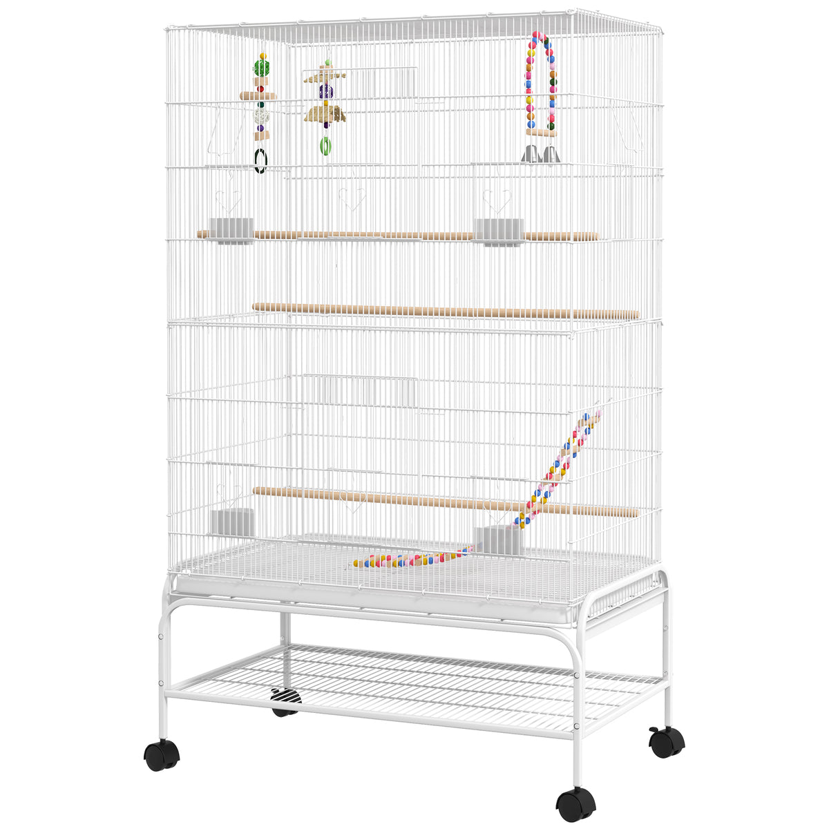 52" Bird Cage with Rolling Stand, Toys, for Budgies Canaries Black – view 8