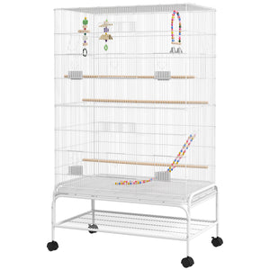 52" Bird Cage with Rolling Stand, Toys, for Budgies Canaries Black – view 8