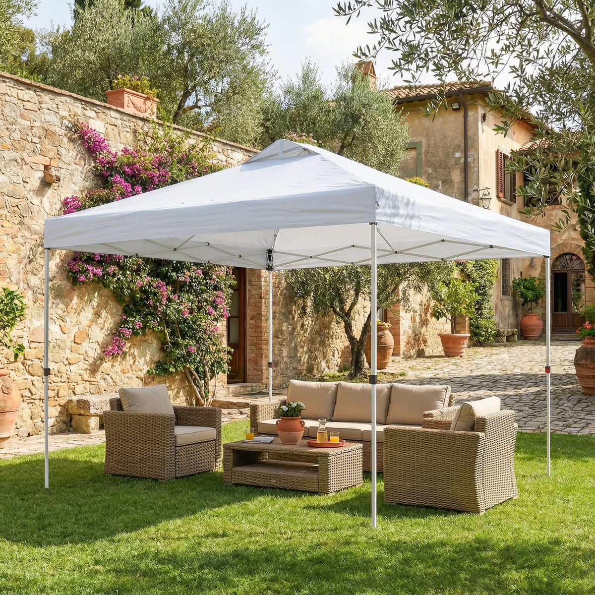 Pop Up Canopy Waterproof Canopy Tent with Carrying Bag for Parties Garden BBQs 9.8' x 9.8', Blue – view 20