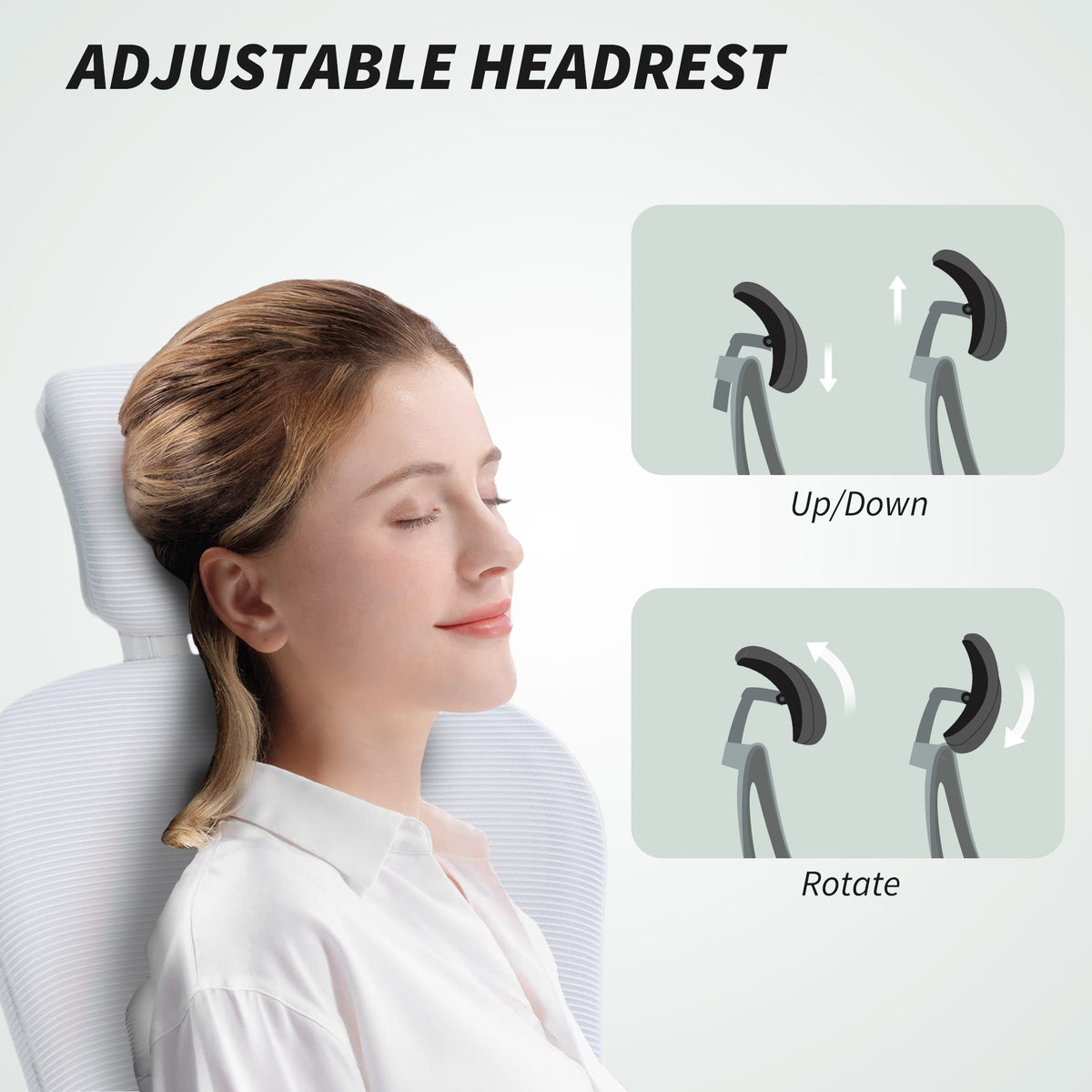 Office Chair, Mesh Computer Desk Chair with Adjustable Headrest, 4D Lumbar Support, Flip-up Arm, Grey – view 20