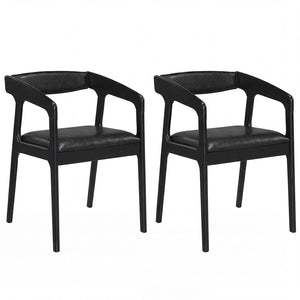 Upholstered Armchairs Set of 2 with Cozy Backrest and Padded Seat Cushion-Black