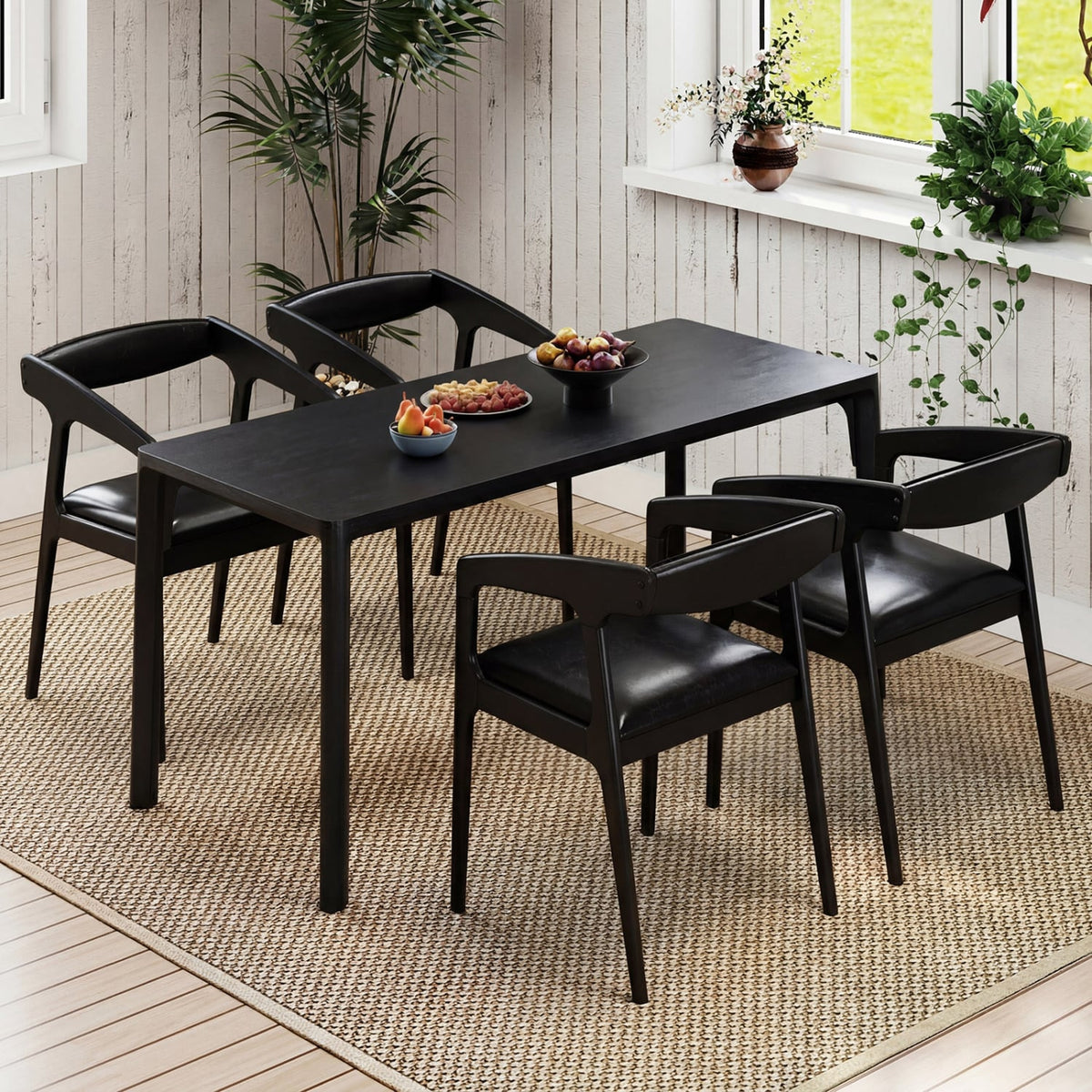 Upholstered Armchairs Set of 2 with Cozy Backrest and Padded Seat Cushion-Black view 5