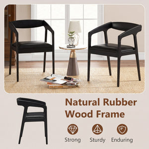 Upholstered Armchairs Set of 2 with Cozy Backrest and Padded Seat Cushion-Black view 8