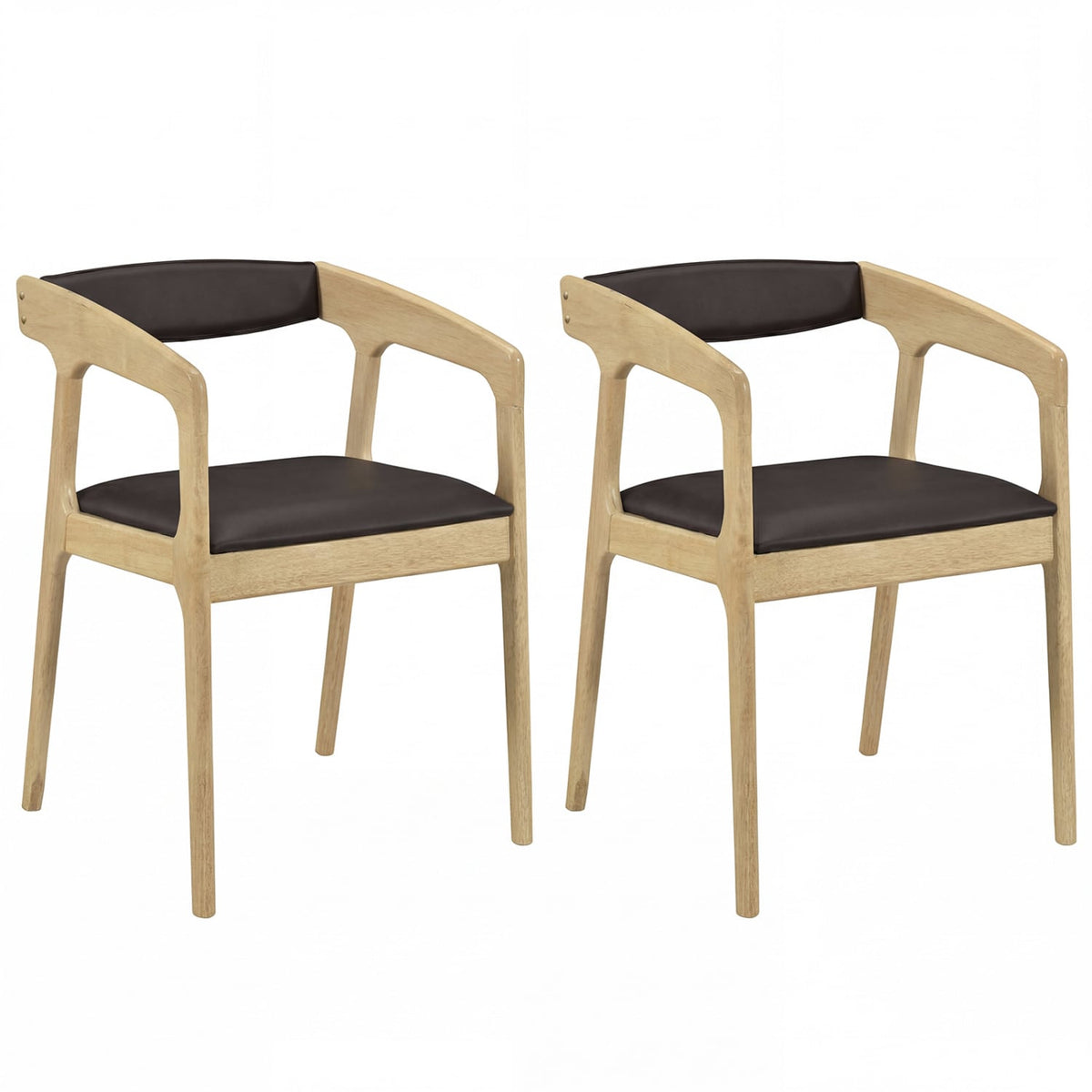 Upholstered Armchairs Set of 2 with Cozy Backrest and Padded Seat Cushion-Natural