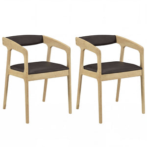 Upholstered Armchairs Set of 2 with Cozy Backrest and Padded Seat Cushion-Natural