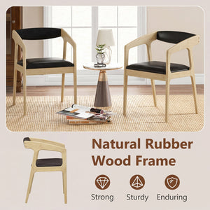 Upholstered Armchairs Set of 2 with Cozy Backrest and Padded Seat Cushion-Natural view 8