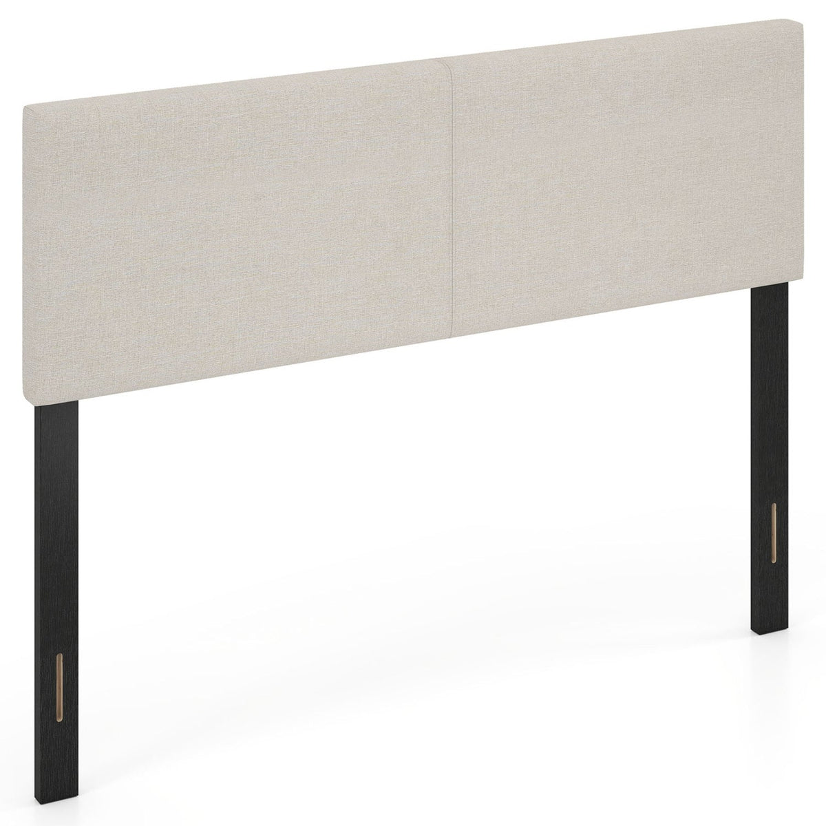 Upholstered Headboard Queen/Full Size Vertical Quilted Linen Fabric Bed Frame Mount Panel-Beige
