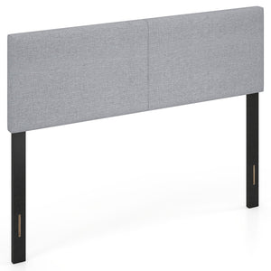 Upholstered Headboard Queen/Full Size Vertical Quilted Linen Fabric Bed Frame Mount Panel-Gray