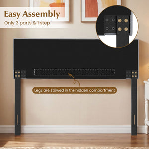 Upholstered Headboard Queen/Full Size Vertical Quilted Linen Fabric Bed Frame Mount Panel-Gray view 9