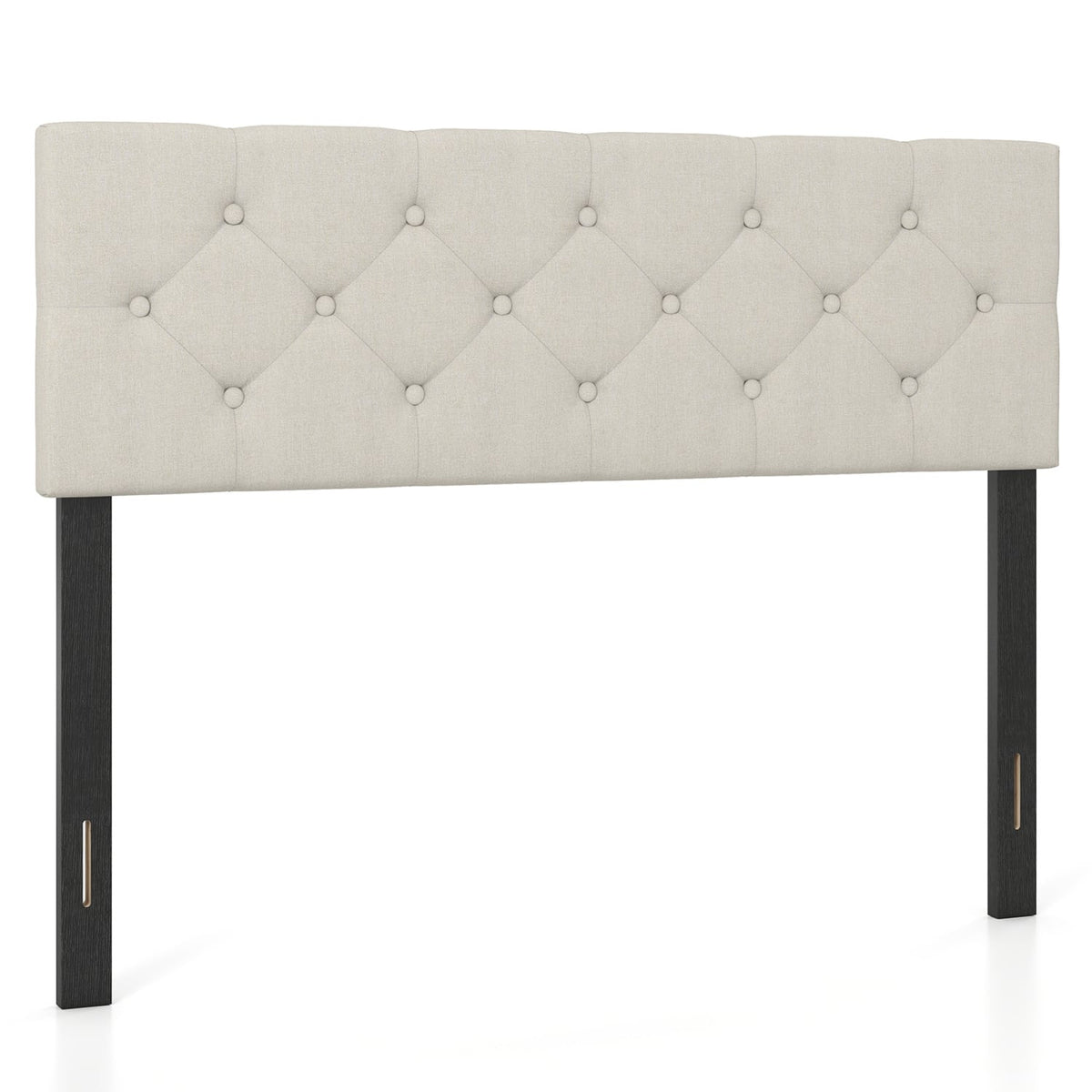 Upholstered Headboard Queen/Full Size Tufted Linen Fabric Bed Frame Mount Panel-Beige