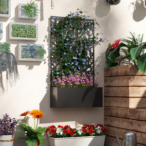 Metal Raised Garden Bed with Privacy Panel, Freestanding or Wall Mounted Outdoor Planter Box for Garden, Patio