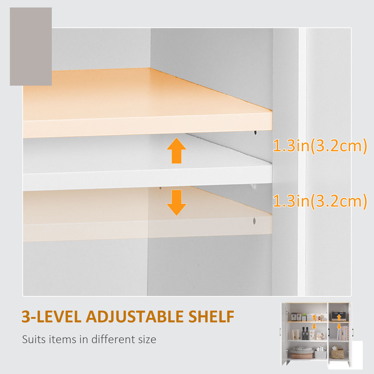 Modern Sideboard Buffet Cabinet, Modern Kitchen Storage Cabinet with 3 Doors Adjustable Shelves – view 11
