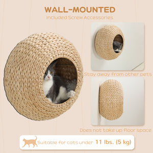 Cat Wall Shelf with Washable Cushion, Wall Mounted Cat Condo Furniture for Indoor Kittens, Beige