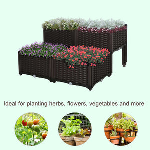 1 Piece Raised Garden Bed PP Raised Flower Bed Vegetable Herb Grow Box Stand Brown – view 24