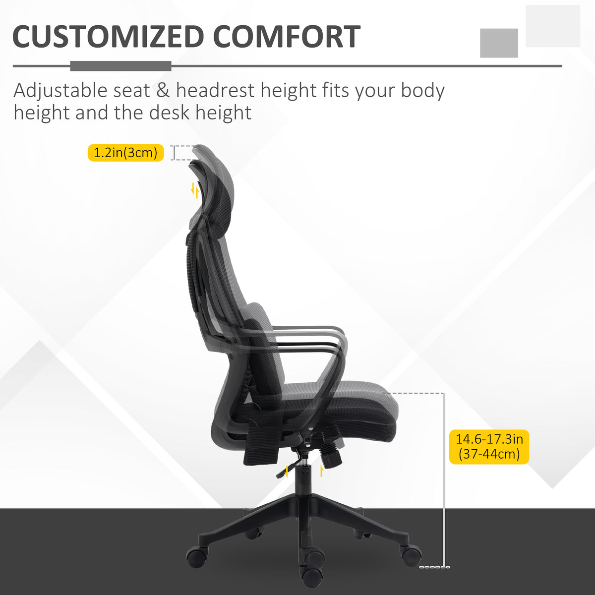 Office Chair High Back, Ergonomic Mesh Computer Chair Executive Task Chair with Massage Lumbar Support & Headrest Rocking