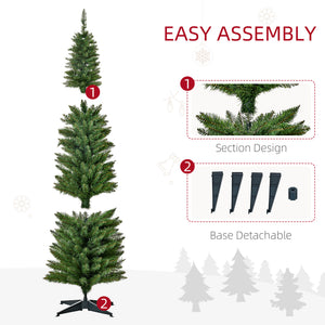 6' Pre Lit Artificial Pencil Christmas Trees, Xmas Tree with Realistic Branches and Warm White LED Lights – view 6