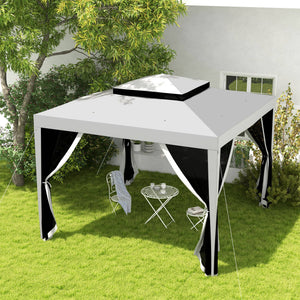 10' x 10' Outdoor Canopy Tent Party Tent with Mesh Netting and Double Tier Roof for Backyard, Garden – view 35