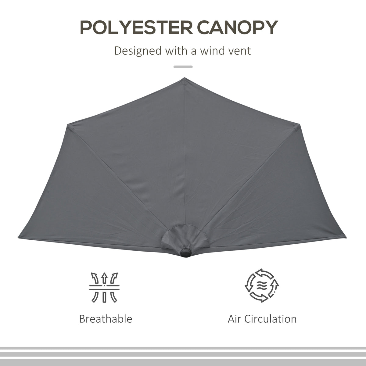 9.8ft Half Umbrella Semi Round Patio Parasol with Crank Handle, Top Vent for Garden – view 21